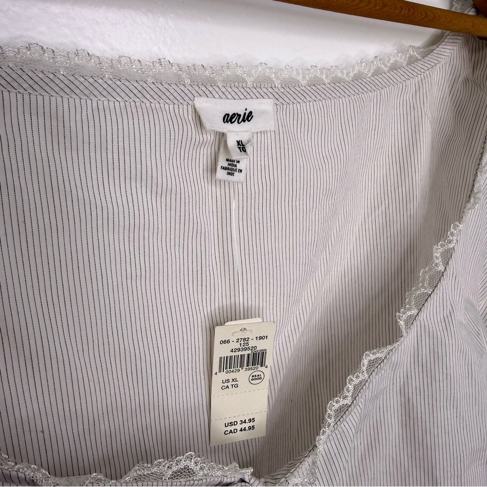 AERIE NWT Off Duty Poplin Tie Front Tank Top - Picture 4 of 5